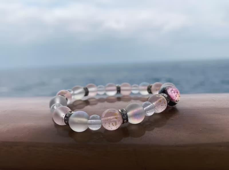 【琉璃系列】 櫻花粉紅夜光琉璃珠手鍊