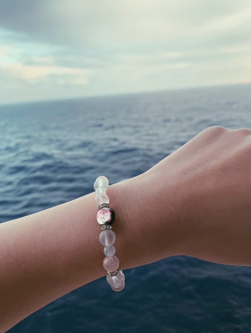 【琉璃系列】 櫻花粉紅夜光琉璃珠手鍊