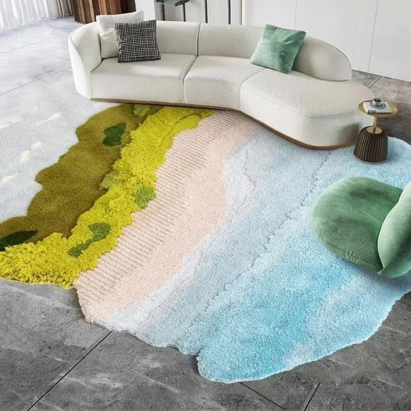 北歐風 新西蘭羊毛地毯 馬爾代夫沙灘 客廳卧室床邊墊 家居裝飾