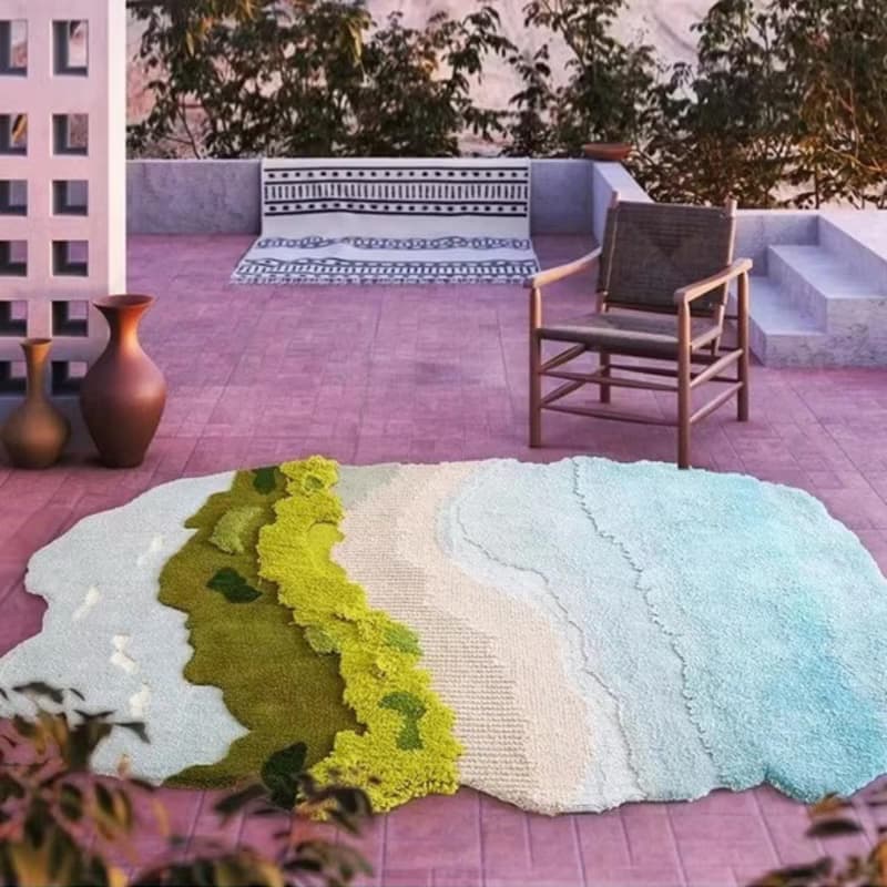 北歐風 新西蘭羊毛地毯 馬爾代夫沙灘 客廳卧室床邊墊 家居裝飾
