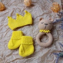 Gift box for children's set yellow / rodents in the form of hare, crown, booties
