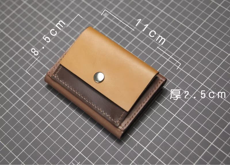 皮革diy手縫材料包/完成品 零錢袋錢包 短夾 拼色三折銀包 刻字