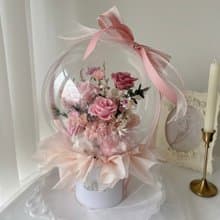 SEE 看見花藝設計 | 永生花 | 玫瑰 | 粉紅泡泡不凋玫瑰波波球(L)