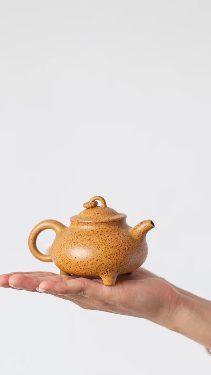 送禮紫砂壺茶壺三足玉环 黄金段高温烧 150cc 顶级黄金段窑变 富