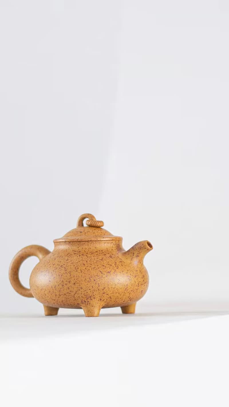 送禮紫砂壺茶壺三足玉环 黄金段高温烧 150cc 顶级黄金段窑变 富