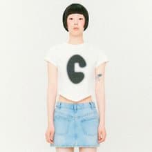 Symbol Scarf Cropped Short-Sleeved T-Shirt White