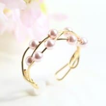 2Way Ring Ear cuff Handmade 14kgf Swarovski Pearl Simple Twist Ring SAKURA color