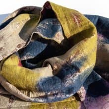 羊毛氈絲巾/濕氈絲巾/水彩藝術感圍巾/羊毛漸層感絲巾-地中海彩霞