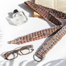 手工編織棉麻腰帶 手工梭織皮帶-紅色彩虹星辰條紋 手捻紗麗絲線