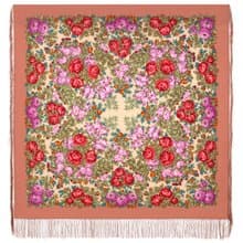 Pavlovo Posad Russian Shawl 100% Wool Scarf 125x125 cm Wrap Silk Fringe 2021-16