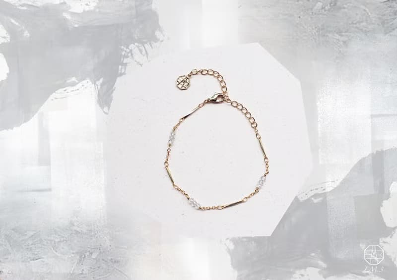 4月誕生石-White topaz白托帕石魚子系列22K手鍊