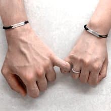 自訂銀方牌情侶手鍊 情侶手繩 純銀手繩 銀手鍊 銀牌手環 (刻字)