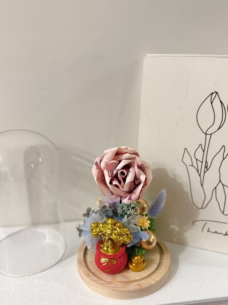 玻璃花盅 鈔票花盅 發財款 小新款 內含真鈔