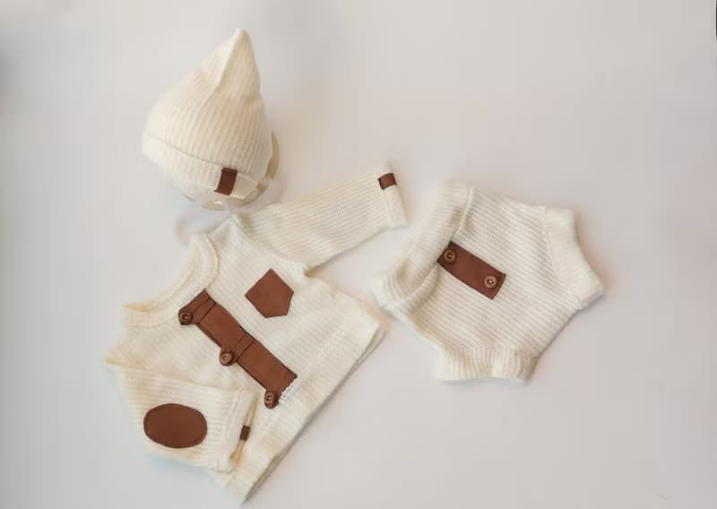 Newborn boy outfit, Ivory outfit- baby sweater, boy bloomers, baby boy hat