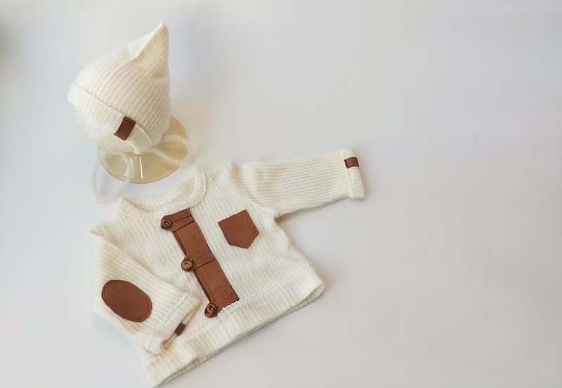 Newborn boy outfit, Ivory outfit- baby sweater, boy bloomers, baby boy hat