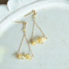 天然黃水晶碎石吊燈型耳環│可改耳夾