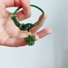 鹿鳴原創手工編繩 天然碧玉蝴蝶手繩手鏈 生日禮物