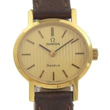 【日本直送】オメガ OMEGA ジュネーブ 腕時計 金メッキ×レザー 手巻き ゴールド文字盤 レディース【中古】
