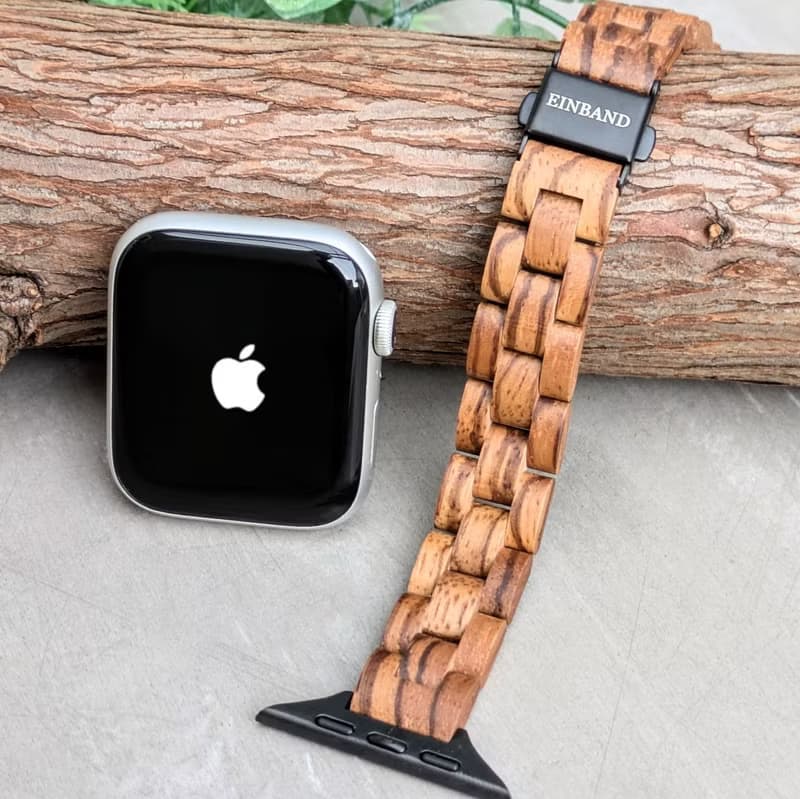 【木製バンド】EINBAND AppleWatch アップルウォッチ 天然木バンド 木のベルト 14mm【ゼブラウッド】