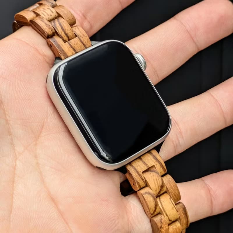 【木製バンド】EINBAND AppleWatch アップルウォッチ 天然木バンド 木のベルト 14mm【ゼブラウッド】