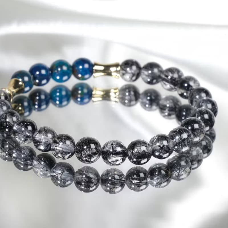 【幽藍宙光】鳳凰石×黑髮晶 設計款水晶手鍊 開運轉運辟邪飾品
