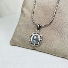 A Lu 海藍寶925純銀項鍊/手工創作 附贈拭銀布