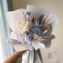 迷霧藍水仙乾燥永生花束 畢業花束  送禮 生日禮  韓式花束