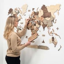 Wooden Map, Large Wall Art, Wood World Map, Unique Home Decor Puzzle, Christmas