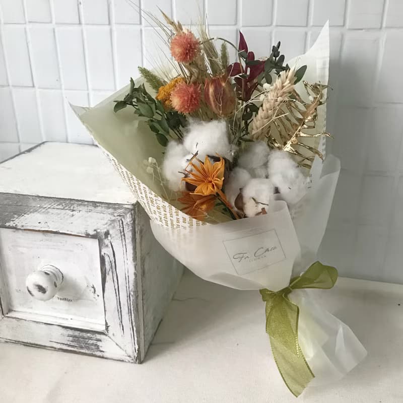 花束 (乾燥花 / 棉花 / 莓果色)