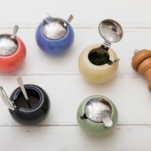 日本 ZERO JAPAN 圓形調味罌(中) - 附匙