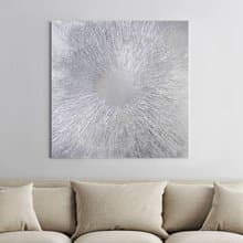 Silver painting canvas | Silver wall art | Silver abstract painting | Silver Sun