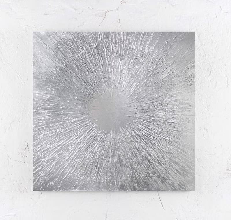Silver painting canvas | Silver wall art | Silver abstract painting | Silver Sun