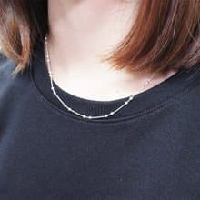 雙圓珠設計 銀珠項鍊 925純銀項鍊 女生項鍊 搭配鍊 銀鍊 珠珠鍊