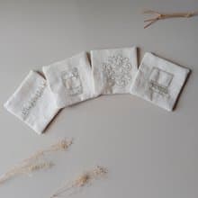 Work hard coaster set hand embroidered 4 PCS different.