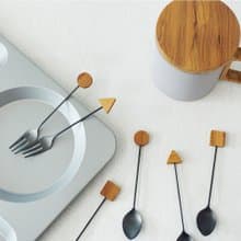 Wood Cutlery Spoon Fork Child Children Coffee Gift Present Stainless Cute Japan