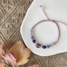 紫水晶平安扣編織手鍊