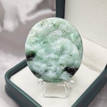 冰綠飄花 天龍地虎 吊墜 牌件 | 天然緬甸玉A貨翡翠