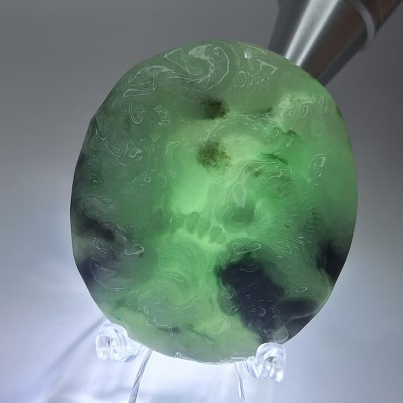 冰綠飄花 天龍地虎 吊墜 牌件 | 天然緬甸玉A貨翡翠