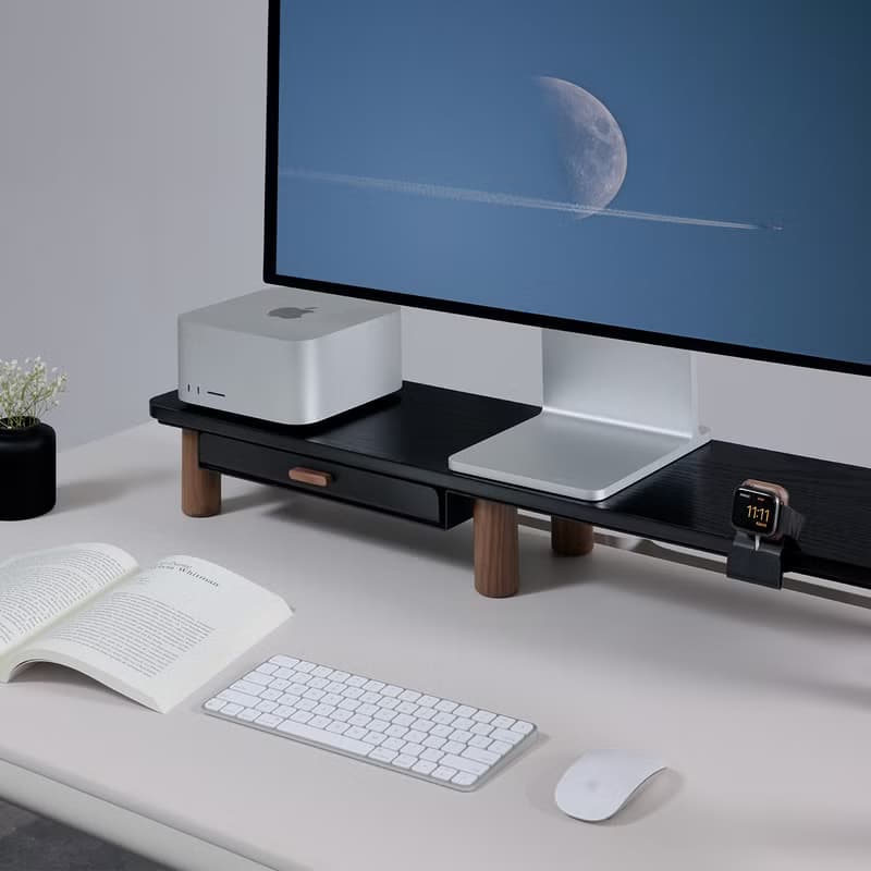 beflo Plateau 迷霧黑桌上抽屜層架、電腦螢幕架