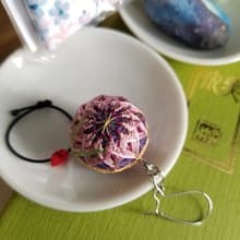 彩線日和 迷你小鞠球 2cm 單品球耳飾 - 小紫鈴 (全人手)