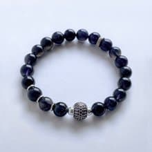 寶石系 天然礦石 堇青石8 mm 925純銀 手鍊