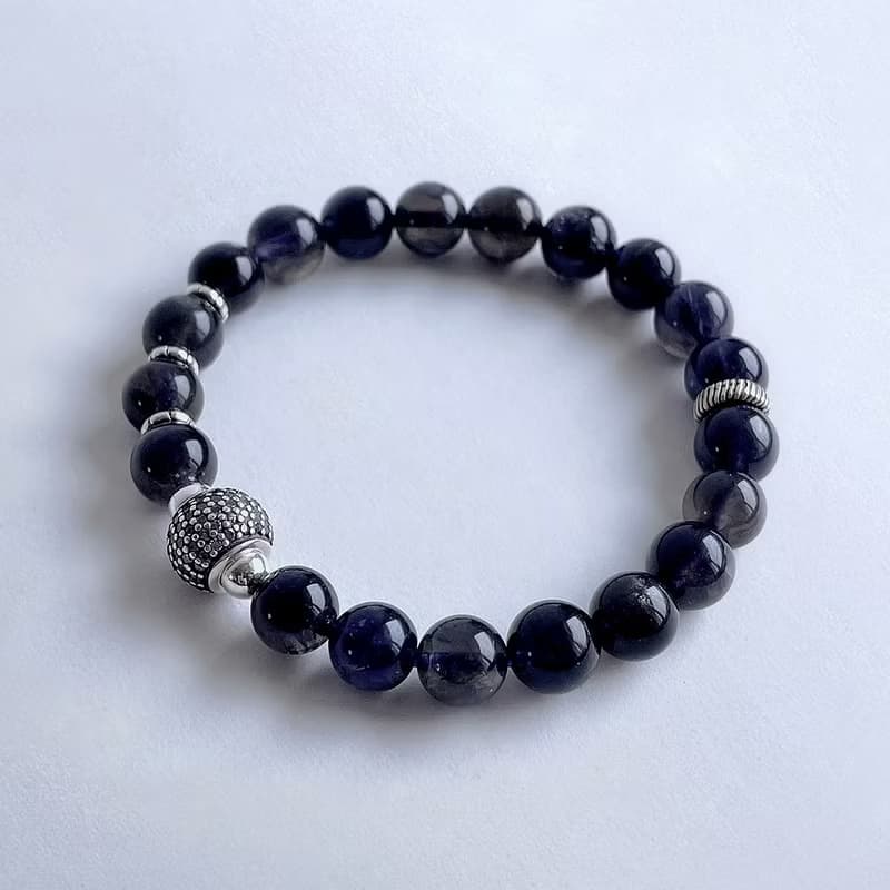 寶石系 天然礦石 堇青石8 mm 925純銀 手鍊