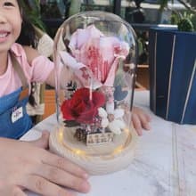 璀璨永恆・財運玫瑰燈 有錢花永生玫瑰玻璃罩 情人節 父親節 生日