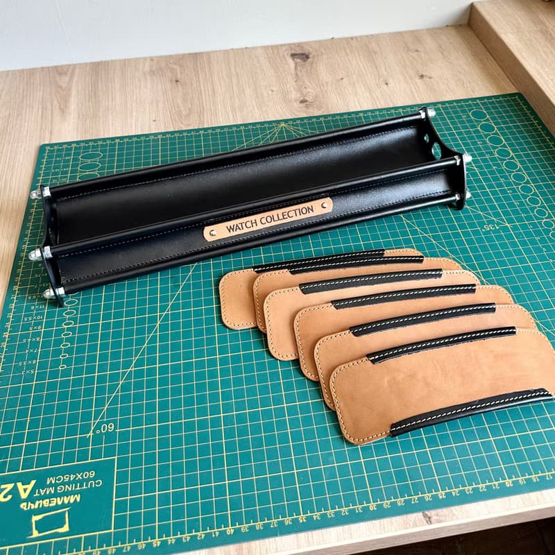 Leather watch stand, watch display, watch box, watch holder, watch display case