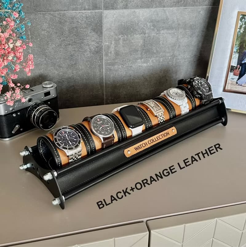Leather watch stand, watch display, watch box, watch holder, watch display case
