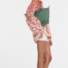 Longchamp 皮革tote肩背包M號官網春夏Sage綠全新未使用