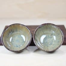 【母親節禮物】60ml 沙瀑 天目釉 圓滿對杯 鶯歌名家葉敏祥作品