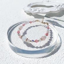 月光石 粉晶 紅紋石 14K包金 天然水晶手鍊