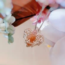 月季橙馨-橙月光 草莓晶 柔化心靈 金屬線編織項鍊