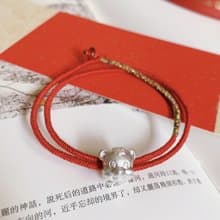 手作 福星高照。老虎純銀編織手繩 紅色好運新年闢邪幸福平安手鏈